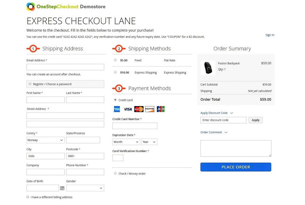 Front end Demo OneStepCheckout Magento 2 Official (2)