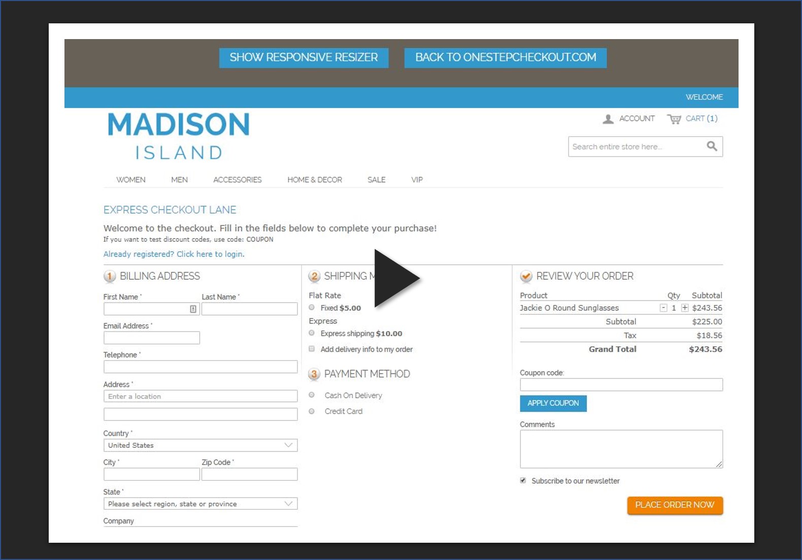OneStepCheckout Demo M1 play