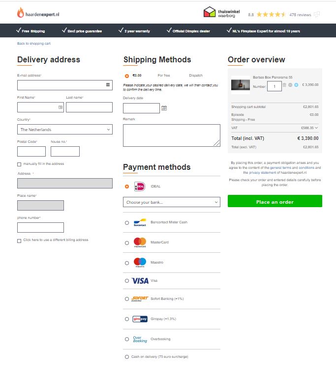 Magento 2 Checkout powered by One Step Checkout for a store using Hyva Theme